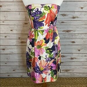 J.Crew ‘Ella’ bloomcore floral strapless silk sheath cocktail dress Size 4